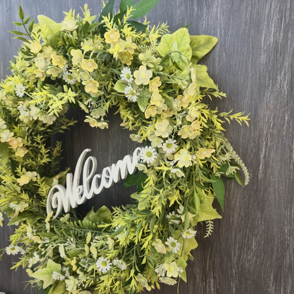Handmade Everyday Green and White Welcome Wreath